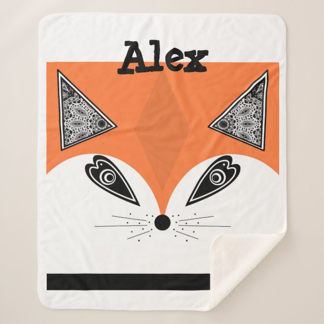 Patchwork Fox, applique Fox, Fox, Kinder Sherpadecke (Vorderseite)