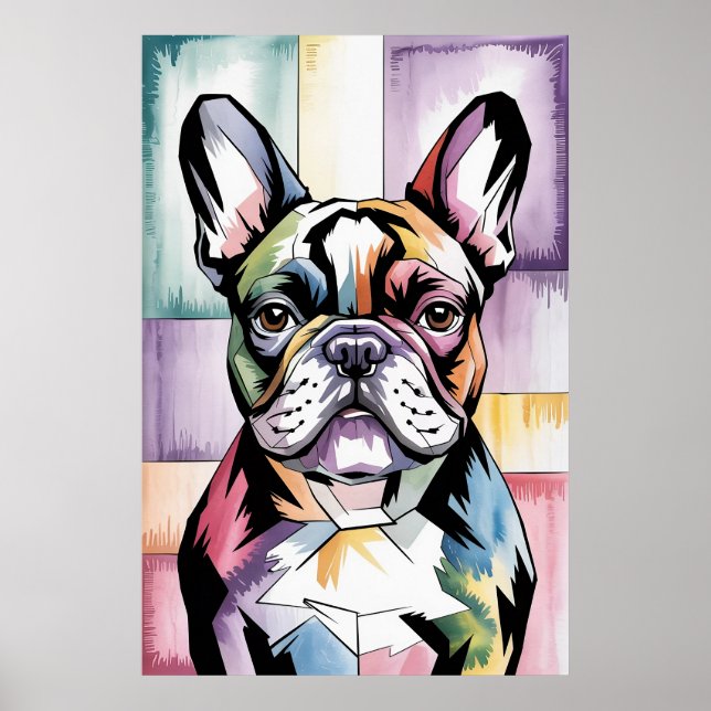 Patchwork-Franzose Geometrischer Neon-Französische Poster (Vorne)