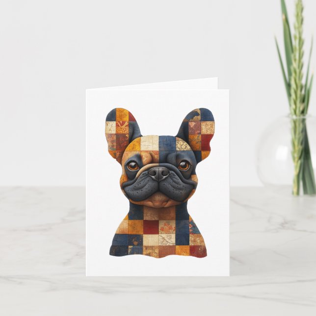 Patchwork French Bulldog Greetings Card Dankeskarte (Vorderseite)