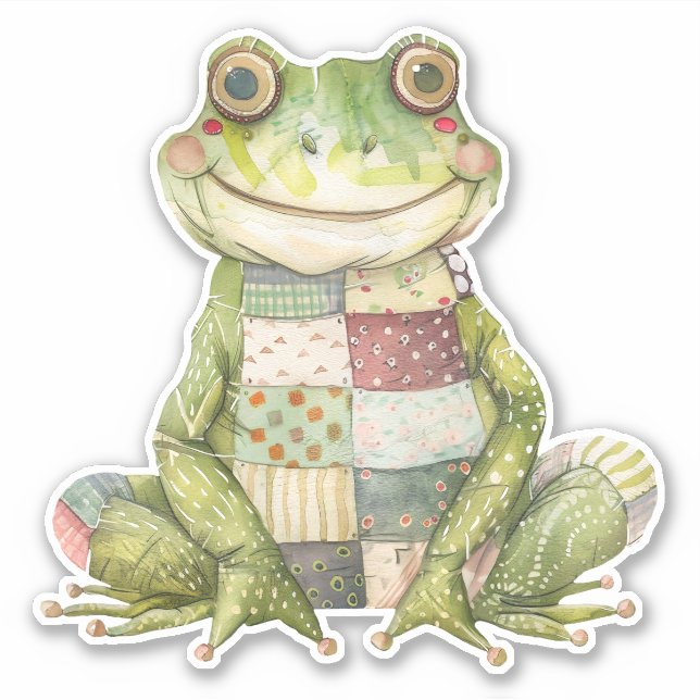Patchwork Frosch Sticker (Vorderseite)