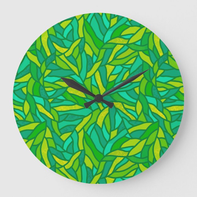Patchwork für Blätter Große Wanduhr (Vorderseite)