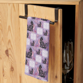Patchwork für lila kosmische Katzen Geschirrtuch