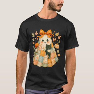 Patchwork-Geist mit Katze und Karamellapfel T-Shirt