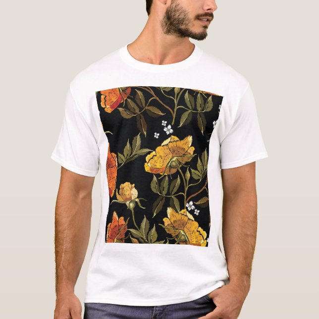 Patchwork Gentle: HandZeichnend Design T-Shirt (Vorderseite)