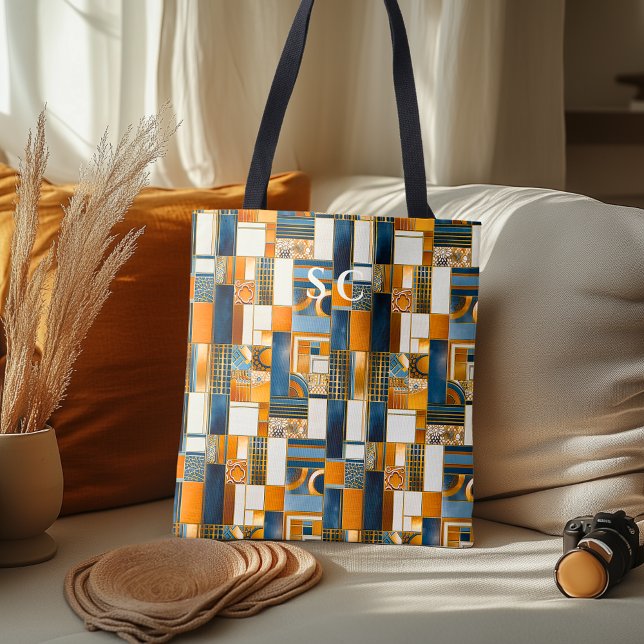 Patchwork Geometrischer Herbst mit Orange und Blau (Von Creator hochgeladen)