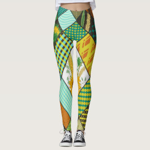 Patchwork-Getreide, Sonnenblumen, geometrisches Mu Leggings