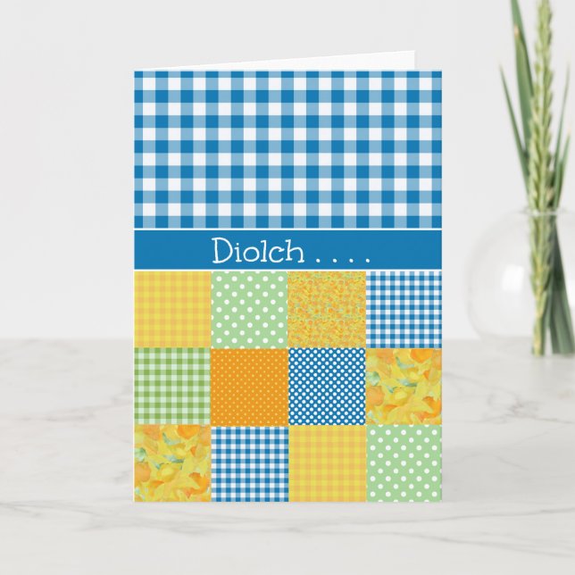 Patchwork, Gingham Dankeschön-Karte: Walisischer G Dankeskarte (Vorderseite)