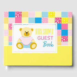 Patchwork Gold Bär, Babydusche Gästebuch