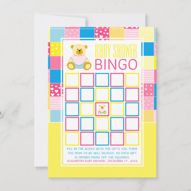 Patchwork Goldbär, Baby Showbingo (Vorderseite)