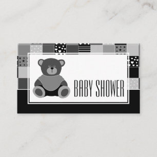 Patchwork Grauer Bär, Baby Shower Ticket Einladung