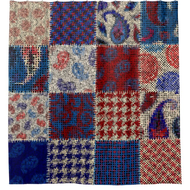 Patchwork grobe Leinwand, Nachahmung Muster. Duschvorhang (Vorderseite)