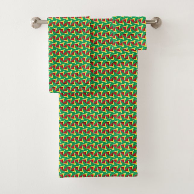 Patchwork Guyana Flag Muster Badhandtuch Set (Insitu)
