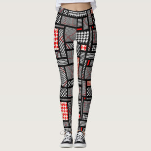 Patchwork-Hahnentrittmuster Leggings