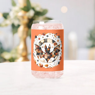 Patchwork Halloween Bat in Herbstfarben Dosenglas