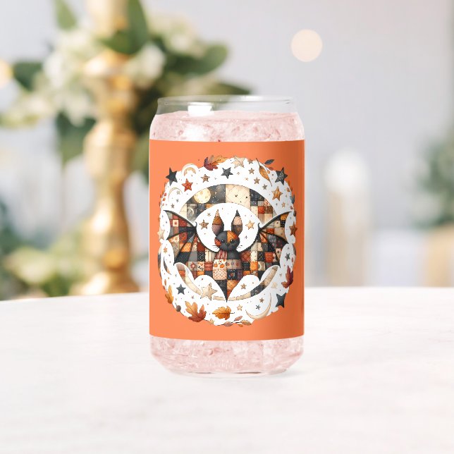Patchwork Halloween Bat in Herbstfarben Dosenglas (Insitu (Hochzeit))
