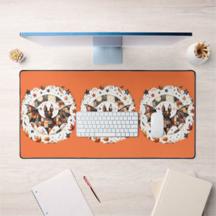 Patchwork Halloween Bat in Herbstfarben Schreibtischunterlage