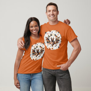 Patchwork-Halloween-Fledermaus in Herbstfarben T-Shirt