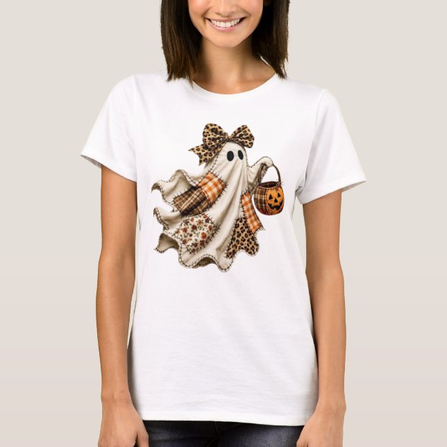 Patchwork-Halloween-Geist T-Shirt (Vorderseite)