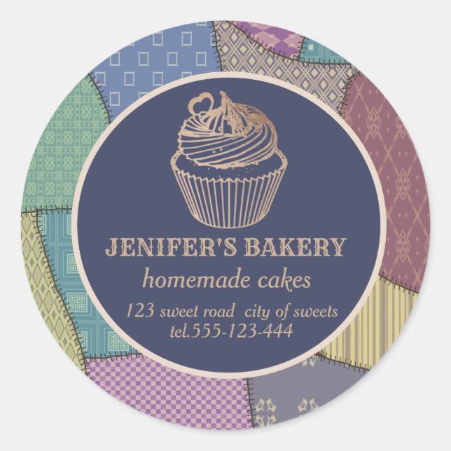 Patchwork Hausgemachte Kuchen und Süßigkeiten Runder Aufkleber (Vorderseite)