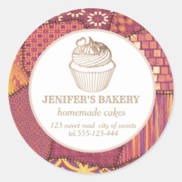 Patchwork Hausgemachte Kuchen und Süßigkeiten Runder Aufkleber