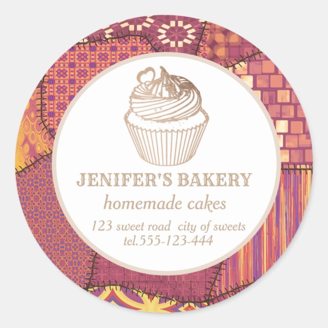Patchwork Hausgemachte Kuchen und Süßigkeiten Runder Aufkleber (Vorderseite)