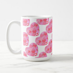 Patchwork Hearts White Coffee Tasse