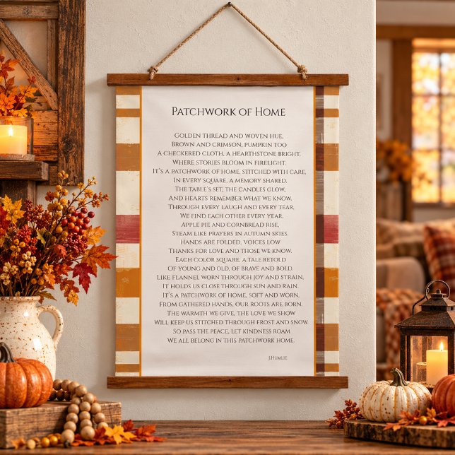 Patchwork-Heimatgedicht Wandteppich Mit Holzrahmen (Von Creator hochgeladen)