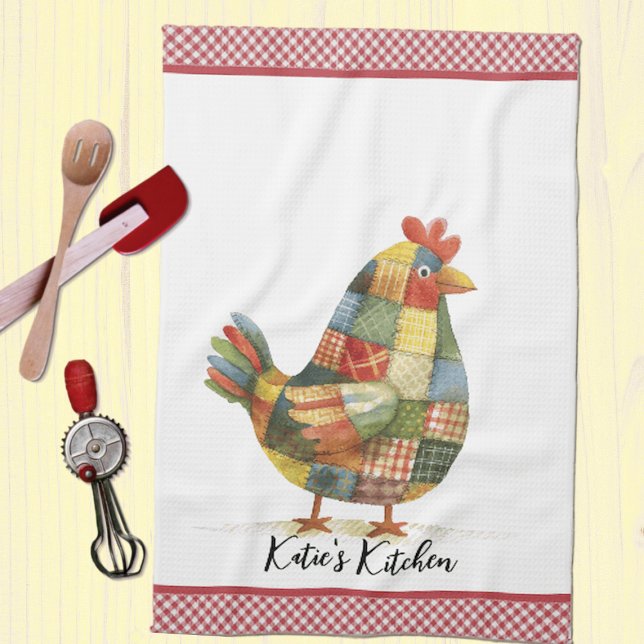 Patchwork Hen und Red Gingham Geschirrtuch (Von Creator hochgeladen)
