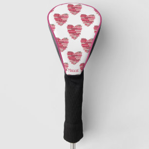 Patchwork-Herzen in Rosa und Rot Golf Head Cover Headcover