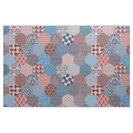 Patchwork Hexagons Cornblume und Rose Stoff