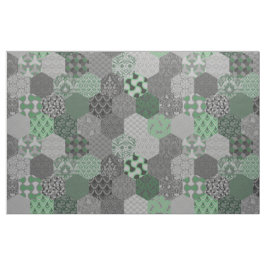 Patchwork Hexagons grün und grau Stoff