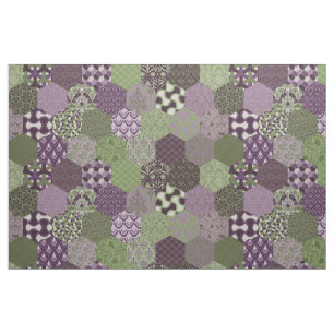 Patchwork Hexagons Lila und grün Stoff