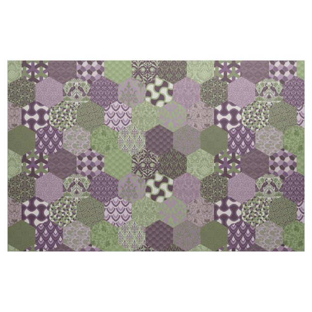 Patchwork Hexagons Lila und grün Stoff (Fat Quarter (45,7 x 55,9 cm))