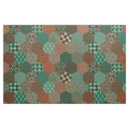 Patchwork Hexagons Rost und Pine Stoff