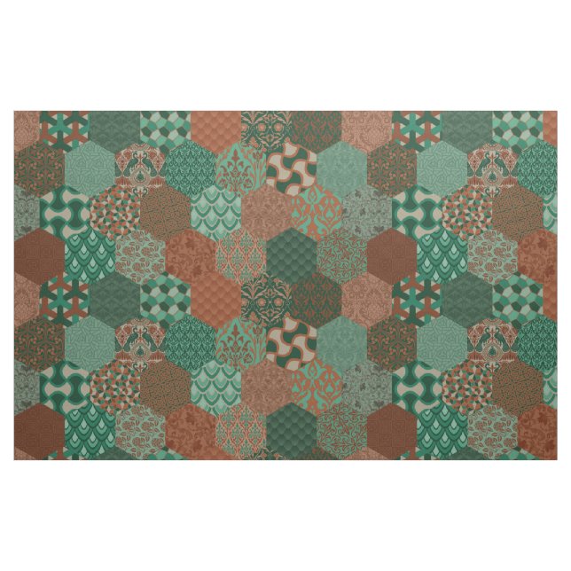 Patchwork Hexagons Rost und Pine Stoff (Fat Quarter (45,7 x 55,9 cm))