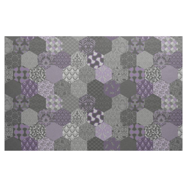 Patchwork Hexagons Violet und Grau Stoff (Fat Quarter (45,7 x 55,9 cm))