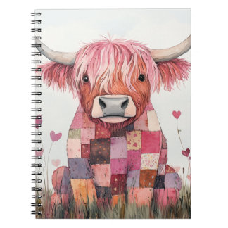 Patchwork Highland Cow Valentine Notizblock
