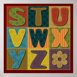 Patchwork Hintergrund mit Alphabet Muster Poster