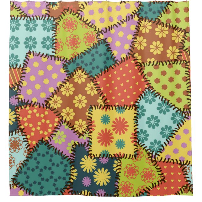 Patchwork-Hintergrund mit verschiedenen Mustern Duschvorhang (Vorderseite)