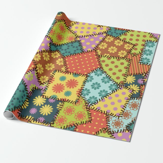 Patchwork-Hintergrund mit verschiedenen Mustern Geschenkpapier (Ungerollt)