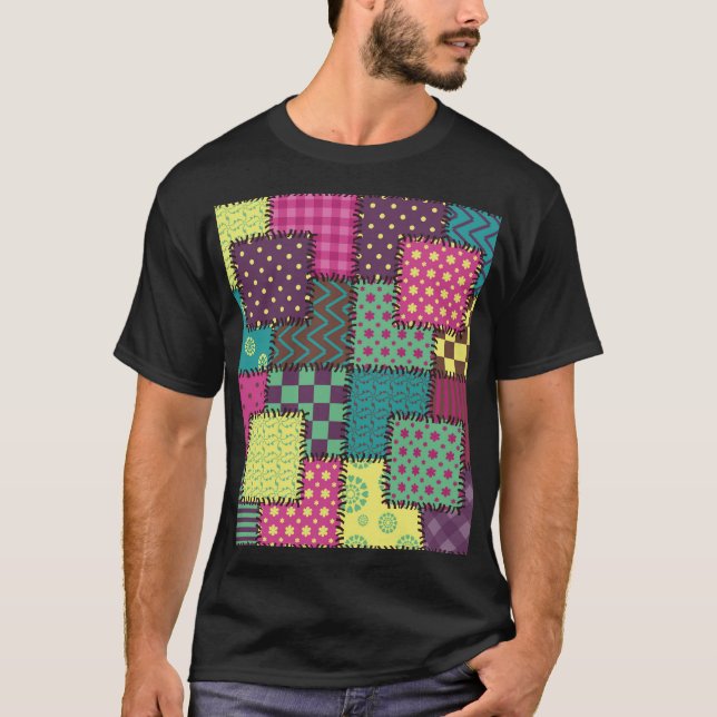 Patchwork: Hintergrund verschiedener Muster T-Shirt (Vorderseite)