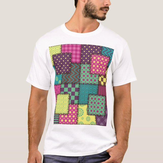 Patchwork: Hintergrund verschiedener Muster T-Shirt (Vorderseite)