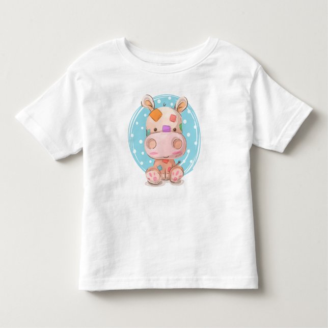 Patchwork Hippo Blue Kleinkind T-shirt (Vorderseite)