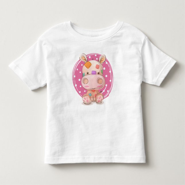 Patchwork Hippo Pink Kleinkind T-shirt (Vorderseite)