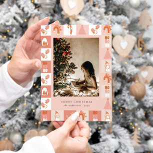 Patchwork Holiday Motif Foto Holiday Card Feiertagskarte