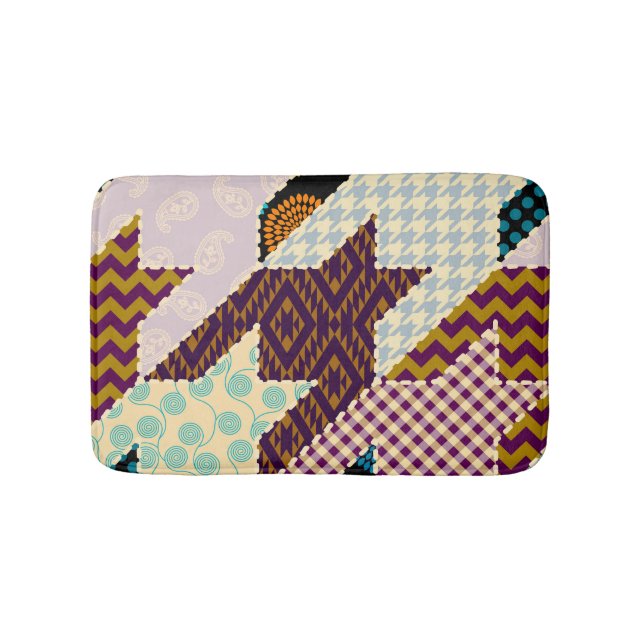 Patchwork Houndstooth: Nahtloser Vintage-Hintergru Badematte (Vorderseite)