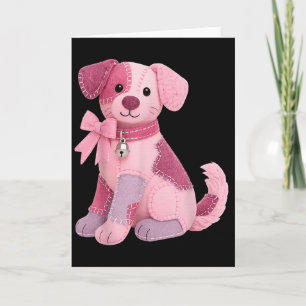 Patchwork-Hund Rosa Band Brustkrebsbewusstsein Karte