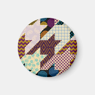 Patchwork Hunde Zahn: Vintag nahtloser Hintergrund Magnet