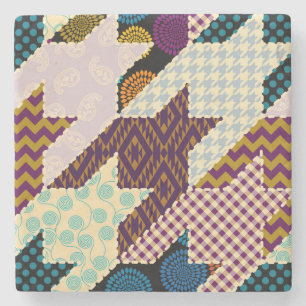 Patchwork Hunde Zahn: Vintag nahtloser Hintergrund Steinuntersetzer