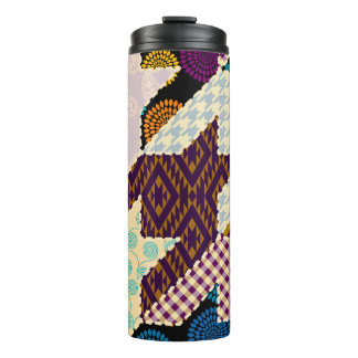 Patchwork Hunde Zahn: Vintag nahtloser Hintergrund Thermosbecher
